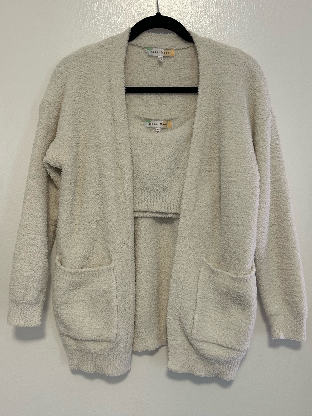 Hazel Moon Cozy Plush Open Cardigan and Tank SET in Cream